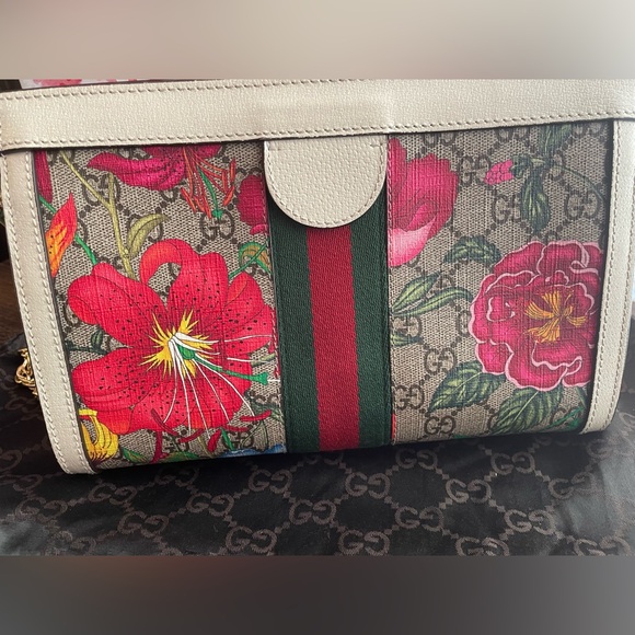 EUC GUCCI GG SUPREME MONOGRAM FLORA OPHIDIA Chain Shoulder Bag - Picture 9 of 16